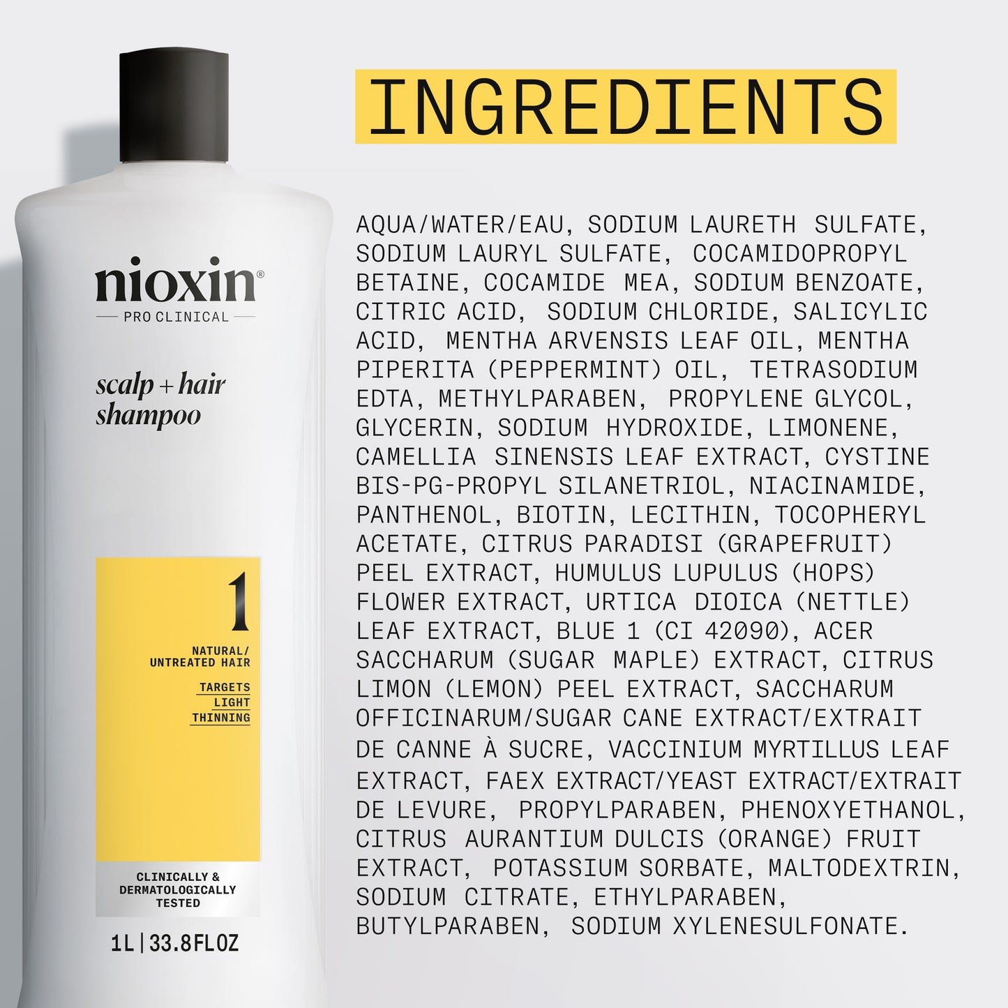 Nioxin System 1 Scalp + Hair Shampoo - Hair Thickening Shampoo For Natural Hair with Light Thinning 300ml