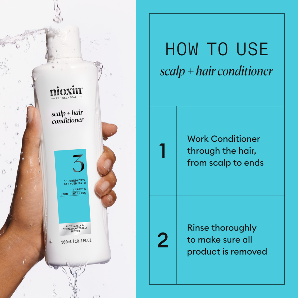 Nioxin System 3 Scalp + Hair Conditioner - Hair Thickening Conditioner for Damaged Hair with Light T 300ml