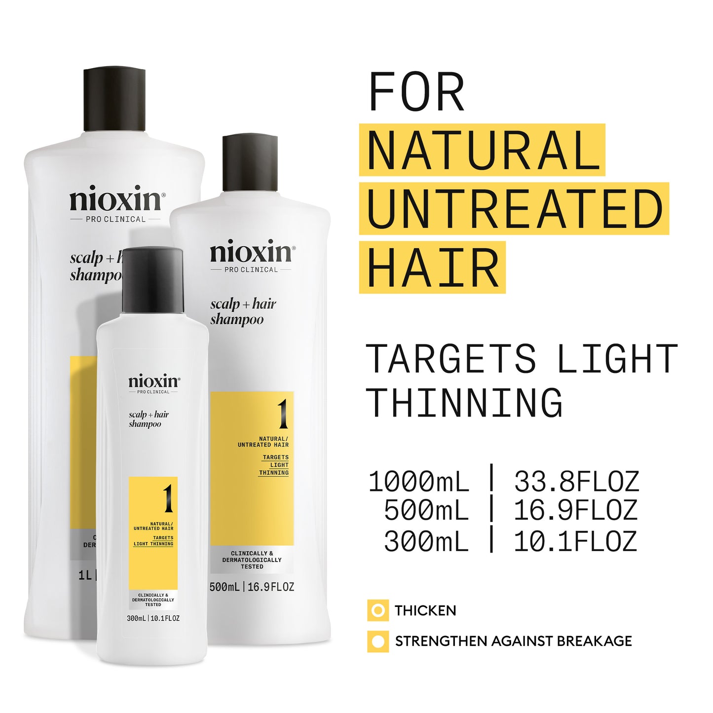Nioxin System 1 Scalp + Hair Shampoo - Hair Thickening Shampoo For Natural Hair with Light Thinning 300ml