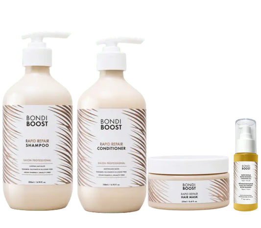 Bondi Boost rapid repair bond builder shampoo, conditioner, mask & finishing Oil pack π£
