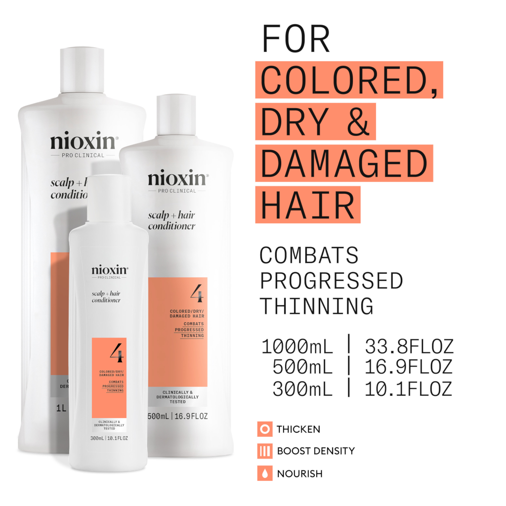 Nioxin System 4 Scalp + Hair Conditioner - Hair Thickening Conditioner for Damaged Hair with Progres 1L