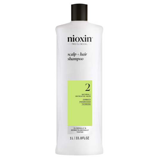 Nioxin System 2 Scalp + Hair Shampoo - Hair Thickening Shampoo For Natural Hair with Progressed Thin 1L