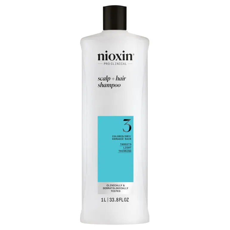 Nioxin System 3 Scalp + Hair Shampoo - Hair Thickening Shampoo For Damaged Hair with Light Thinning 1L