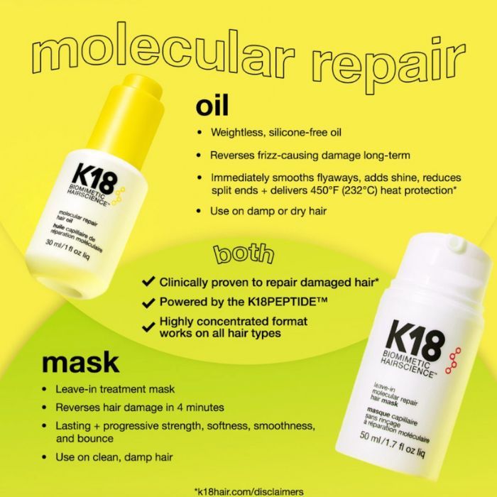 K18 Molecular Repair Hair Oil & Mask pack 📣