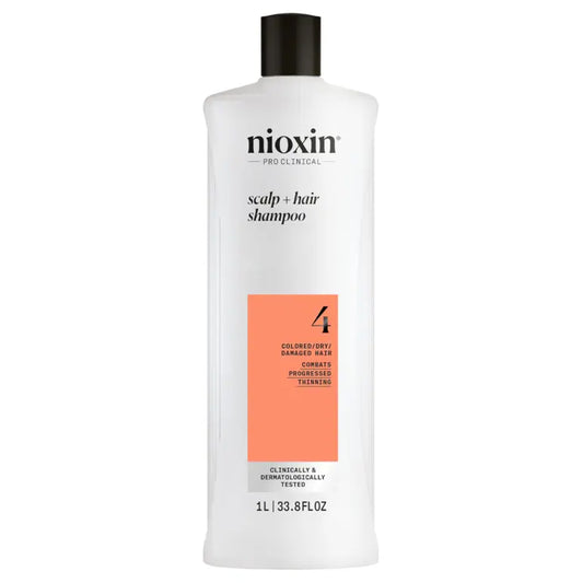 Nioxin System 4 Scalp + Hair Shampoo - Hair Thickening Shampoo For Damaged Hair with Progressed Thin 1L
