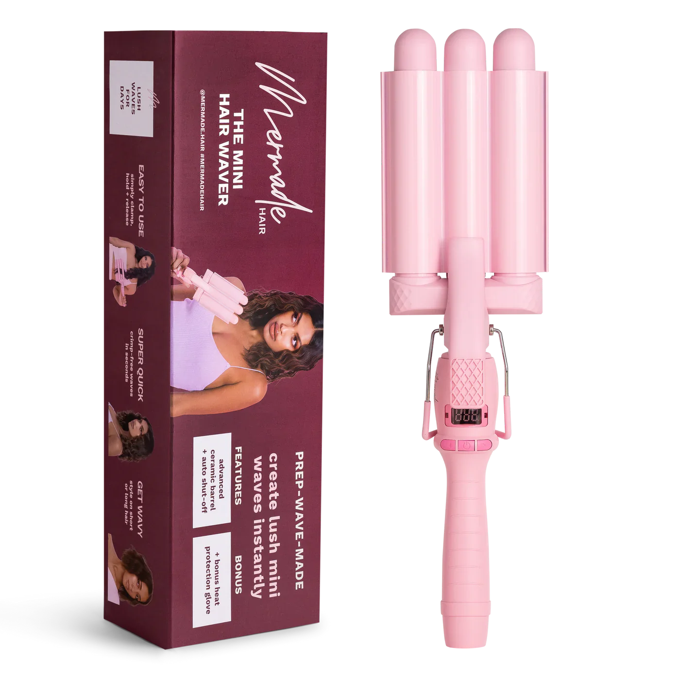 Mermade pro mini hair waver - 25mm pink